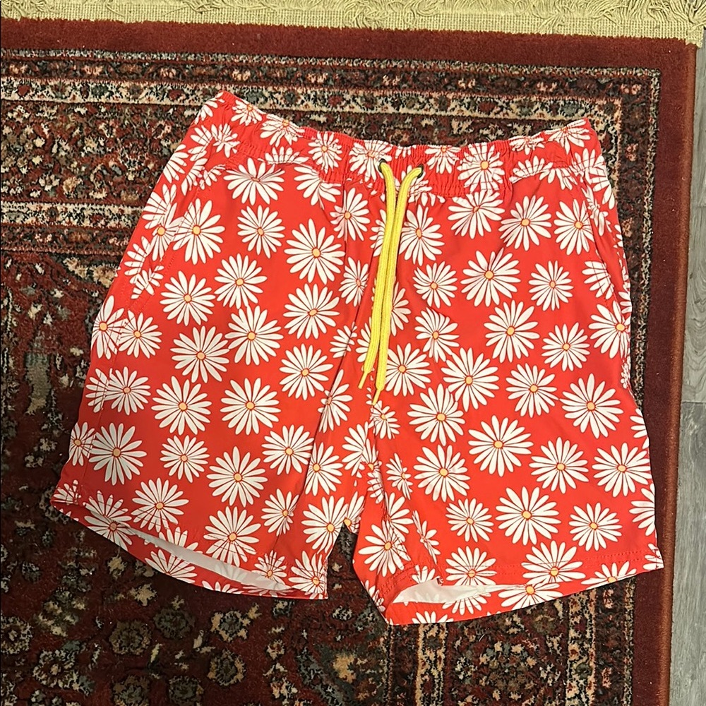 Floral Red Swim Shorts
